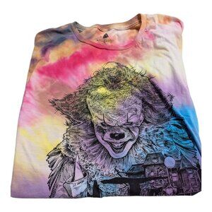 It horror tie dye short sleeve t-shirt rainbow colors 3XL Elements x NL Logo‎